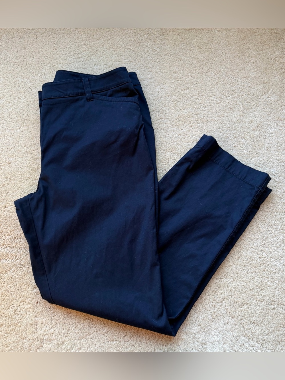 Talbots Navy Blue Straight Leg Chino Pants - Size 12 Petite - EUC - Stretch